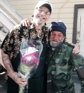 With two bucks to his name, Charlie bought flowers for us instead of a beer for himself. Delivered with HUGS!