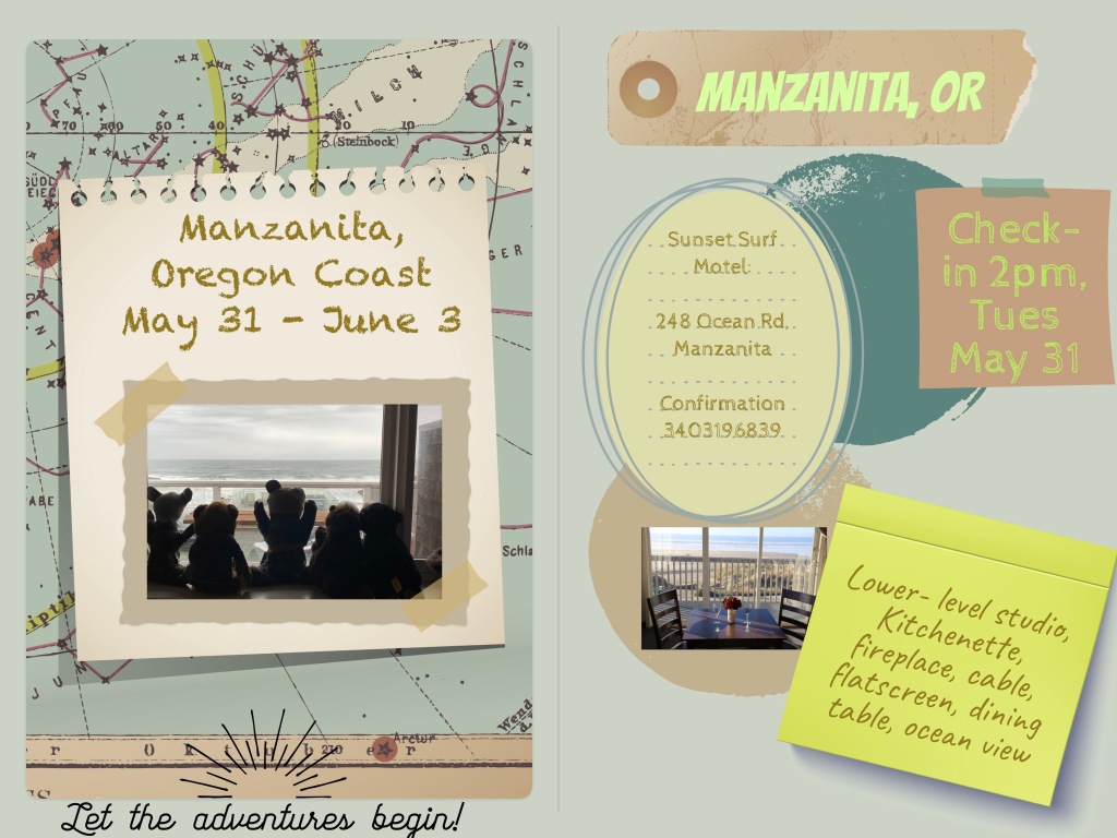 travel information for a trip to the Oregon Coast--an itinerary and buffet of options for my husband